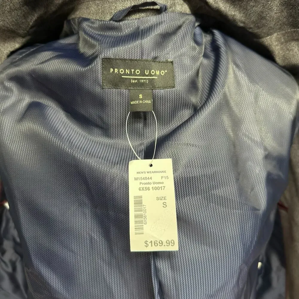 Pronto Uomo Men’s Charcoal Gray Two-Button Blazer – Size S